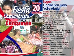 Este domingo 20 Invitan a la comunidad a participar de Fiesta costumbrista en Cuncumén