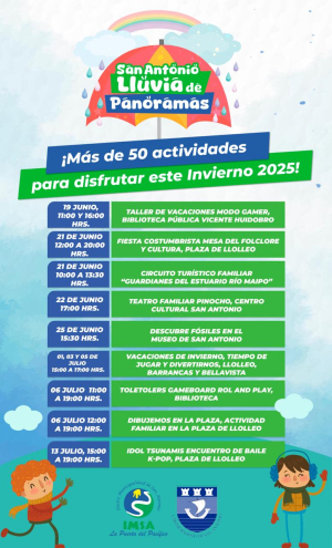 Municipalidad de San Antonio invita a disfrutar de m&aacute;s de 50 actividades estas vacaciones de invierno