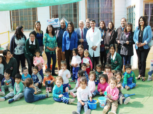 En jardín infantil Los Duendecitos de Lo Gallardo autoridades hicieron un llamado a la comunidad a vacunarse contra la influenza