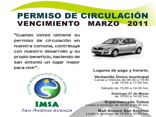 Renueve su Permiso de Circulaci&oacute;n  2011 en San Antonio
